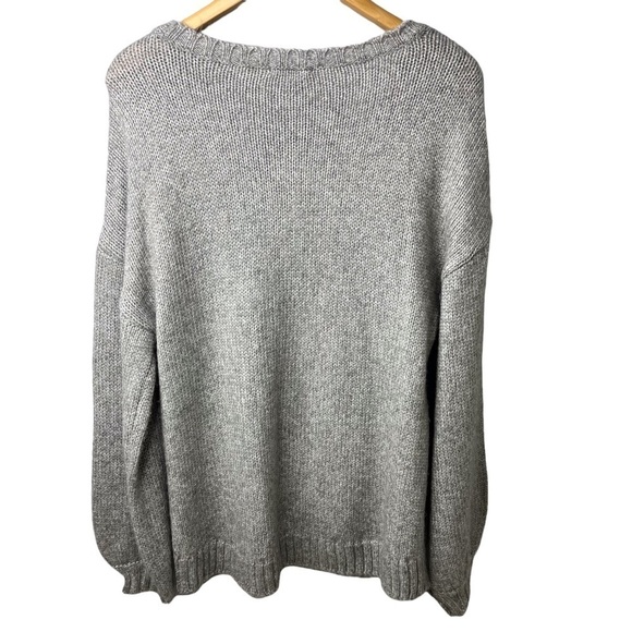 NYDJ Metallic Balloon Sleeve Sweater Heather Grey Size Large Ballet Neck - Picture 4 of 12